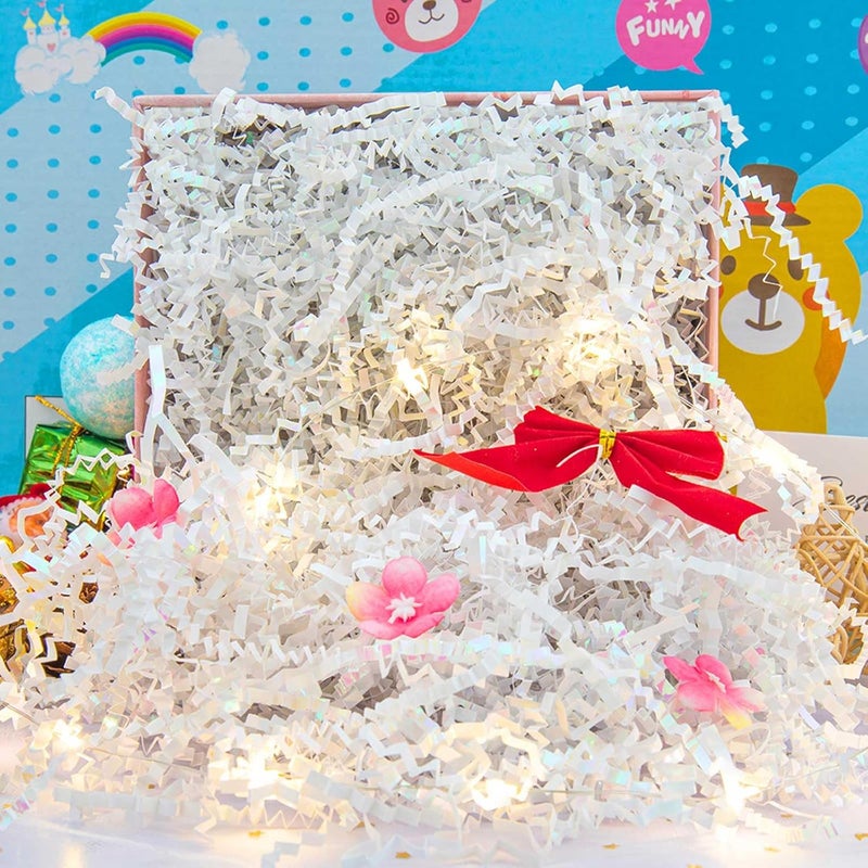 Caleihd 1/2 LB Crinkle Cut Paper Shredded Filler Paper for Gift Baskets Gift Box Confetti Shreds Decoration Stuffing for Birthday, Weddings, Anniversaries, Christmas Wrapping Diamond White - Image 3